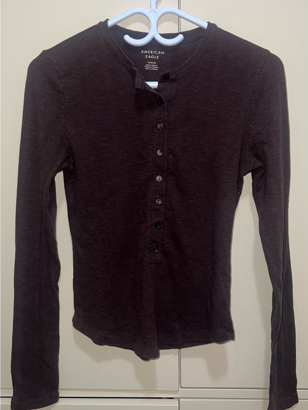 American Eagle brown Ribbed Long Sleeve Top